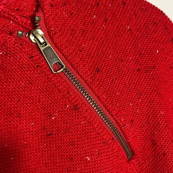 Talbots Pullover Sweater Size Medium Red Shoulder Zip Christmas Holiday career - Picture 5 of 9